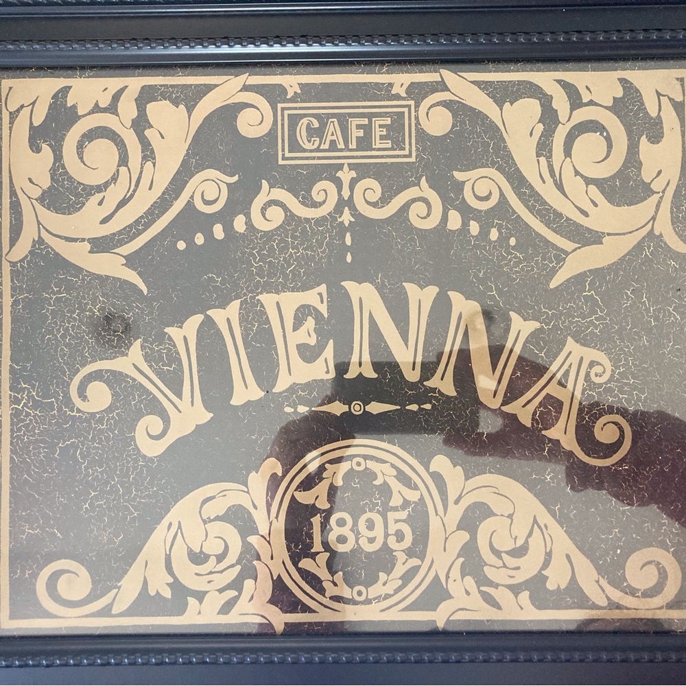 Vienna Café Decorative Framed Sign - Black & Gold